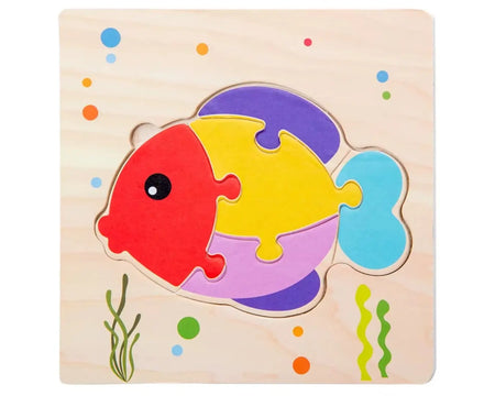 Brinquedo Educativo Quebra-Cabeça Madeira Peixe