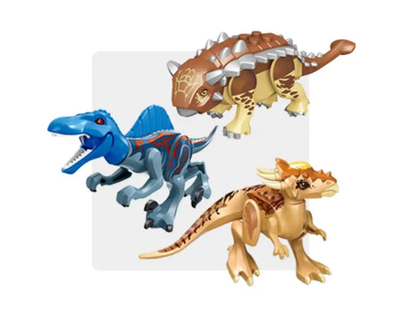 Dinossauro Brinquedo Tipo Jurassic World Kit 03 (Spinosaurus, Ankylosaurus, Stygimoloch)