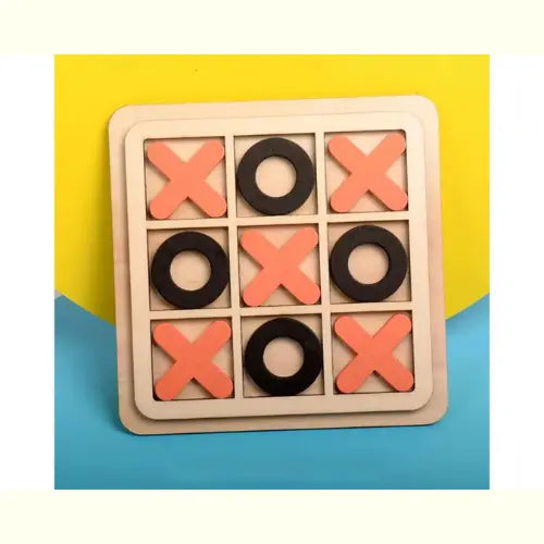 Brinquedo Educativo Montessori Jogo da Velha Madeira Laranja