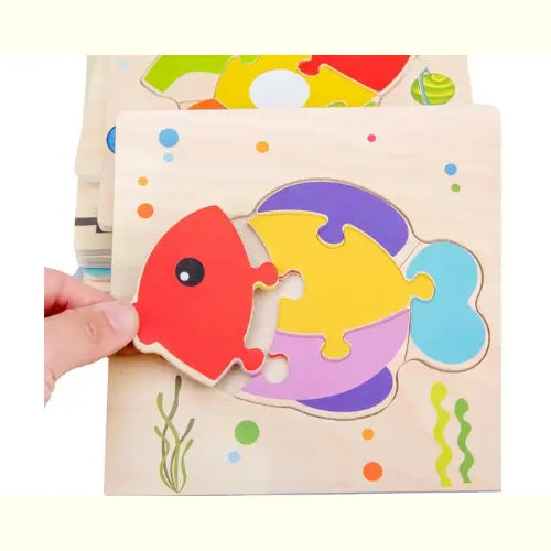Brinquedo Educativo Quebra-Cabeça Madeira Peixe