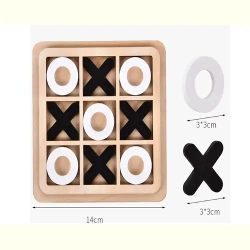 Brinquedo Educativo Montessori Jogo da Velha Madeira Branco