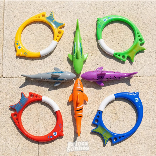 Brinquedo Infantil Educativo de Verão Banho de Piscina - Peixe (4 Peças)