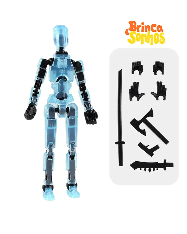 Boneco Articulado Luminoso Azul Transparente 01