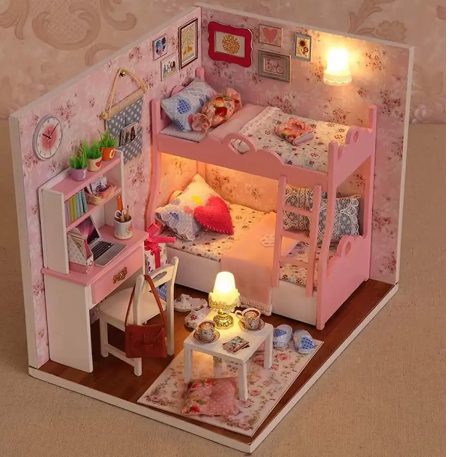 Casinha de Brinquedo Madeira Quarto Beliche