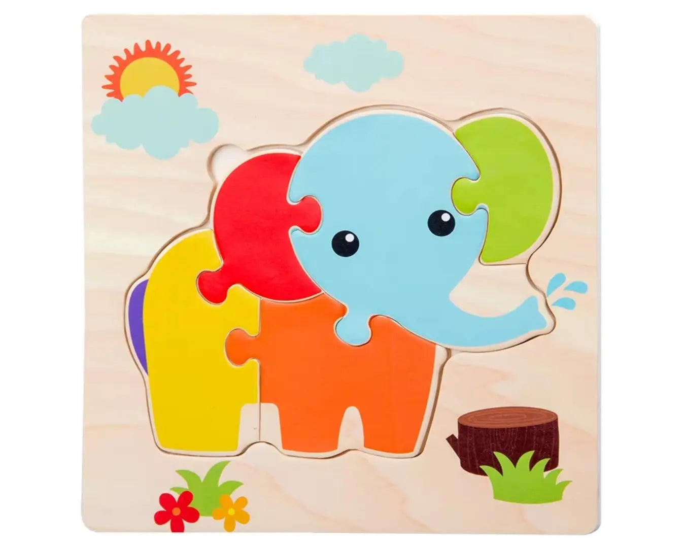 Brinquedo Educativo Quebra-Cabeça Madeira Elefante