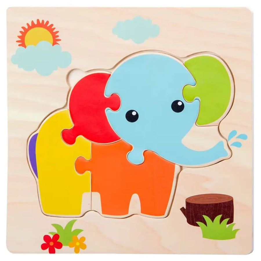 Brinquedo Educativo Quebra-Cabeça Madeira Elefante