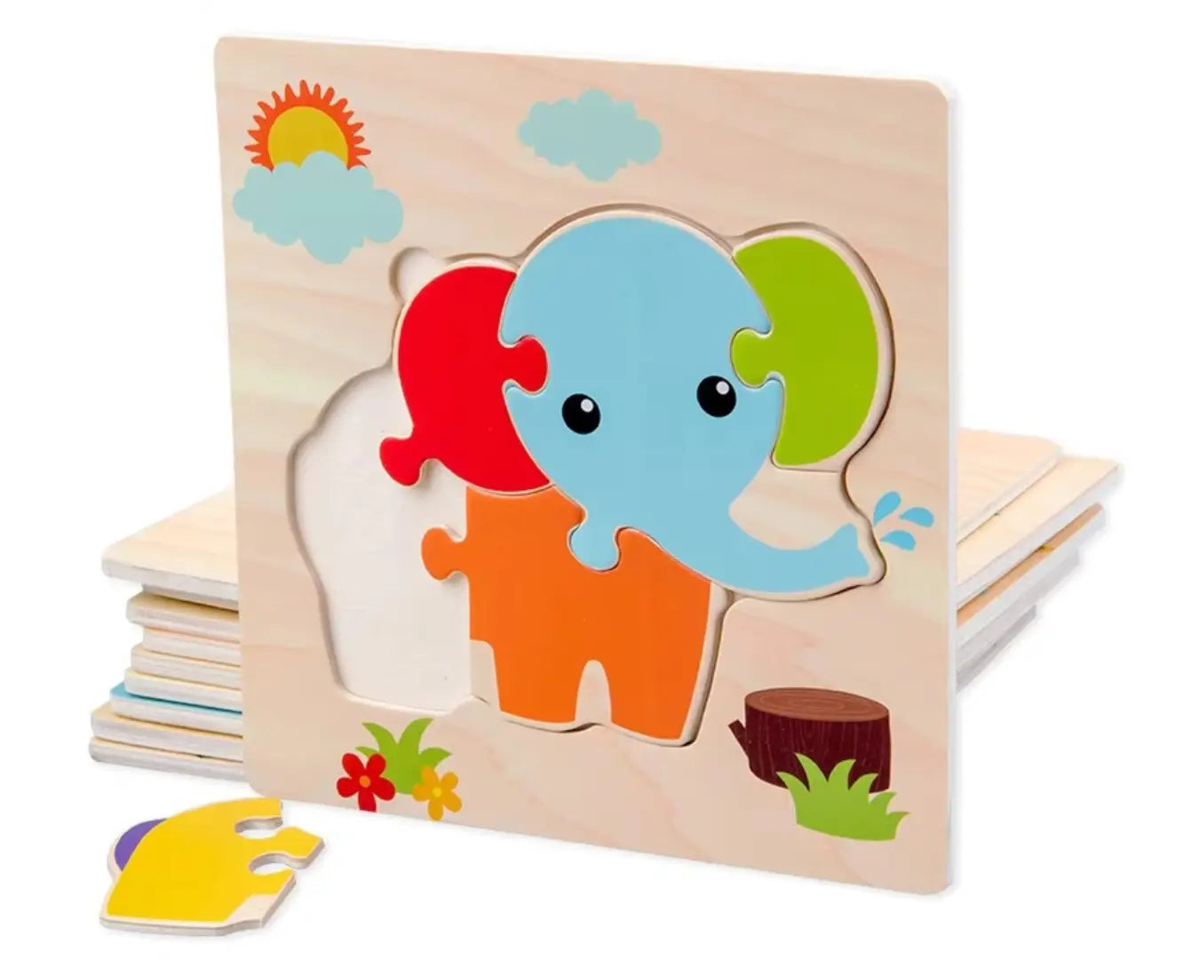 Brinquedo Educativo Quebra-Cabeça Madeira Elefante