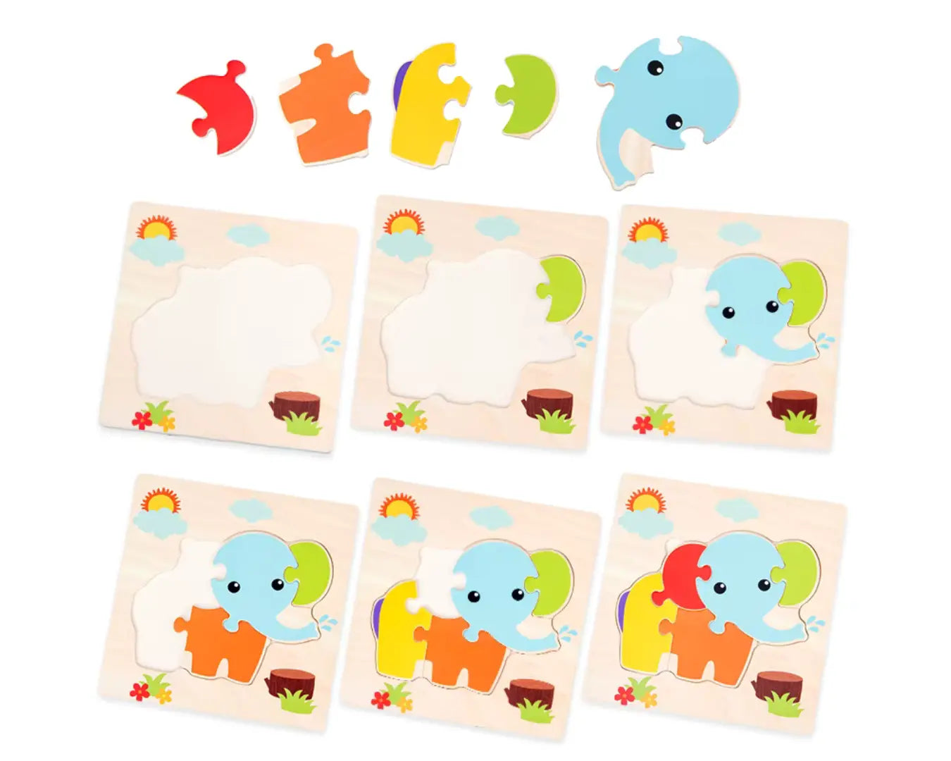 Brinquedo Educativo Quebra-Cabeça Madeira Elefante