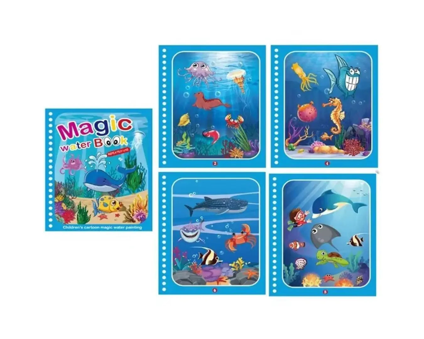 Brinquedo Livro Mágico Montessori Desenho de Água Oceano