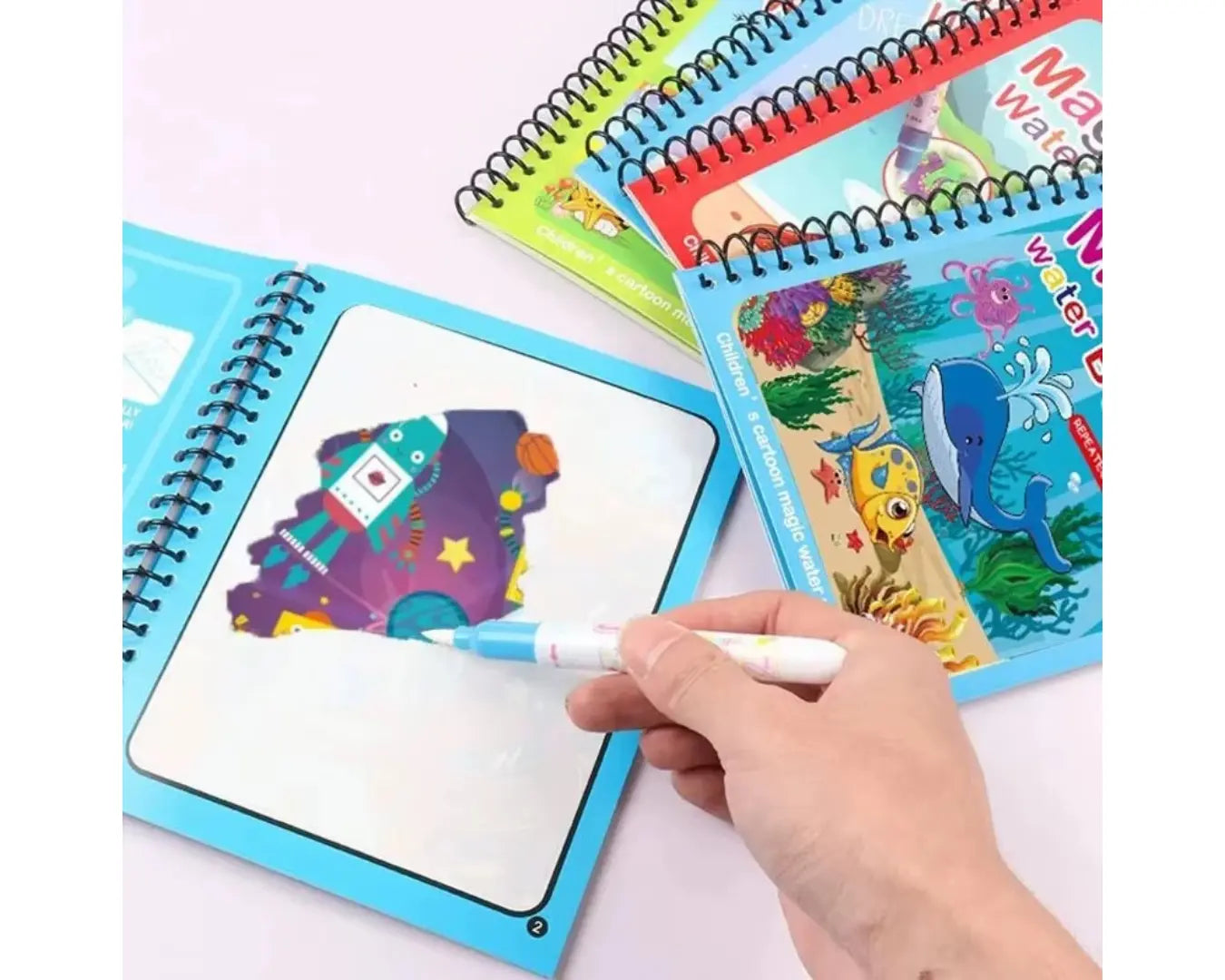 Brinquedo Livro Mágico Montessori Desenho de Água Oceano