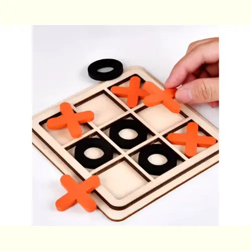 Brinquedo Educativo Montessori Jogo da Velha Madeira Laranja