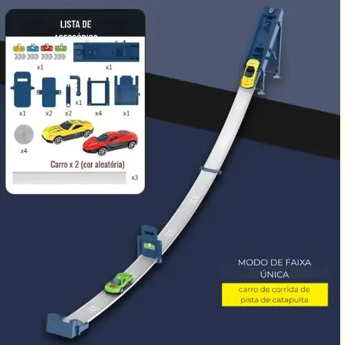 Carrinho de Briquedo Dublê Pista Única Azul