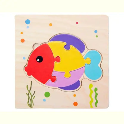 Brinquedo Educativo Quebra-Cabeça Madeira Peixe