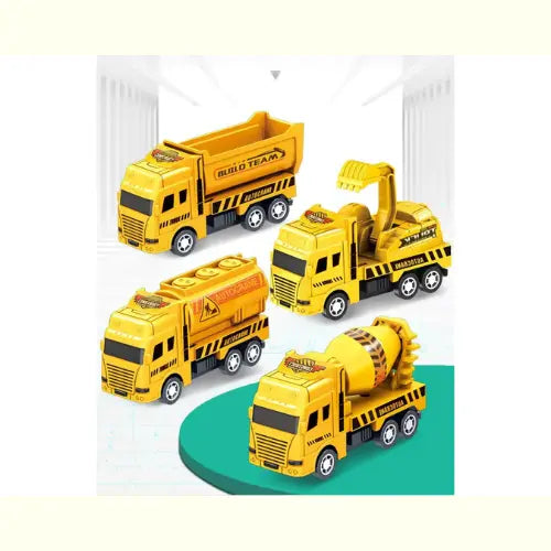 Kit Caminhão de Brinquedo Fricção Construção Amarelo