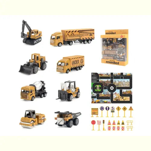 Kit Caminhão e Trator de Brinquedo Construção Amarelo
