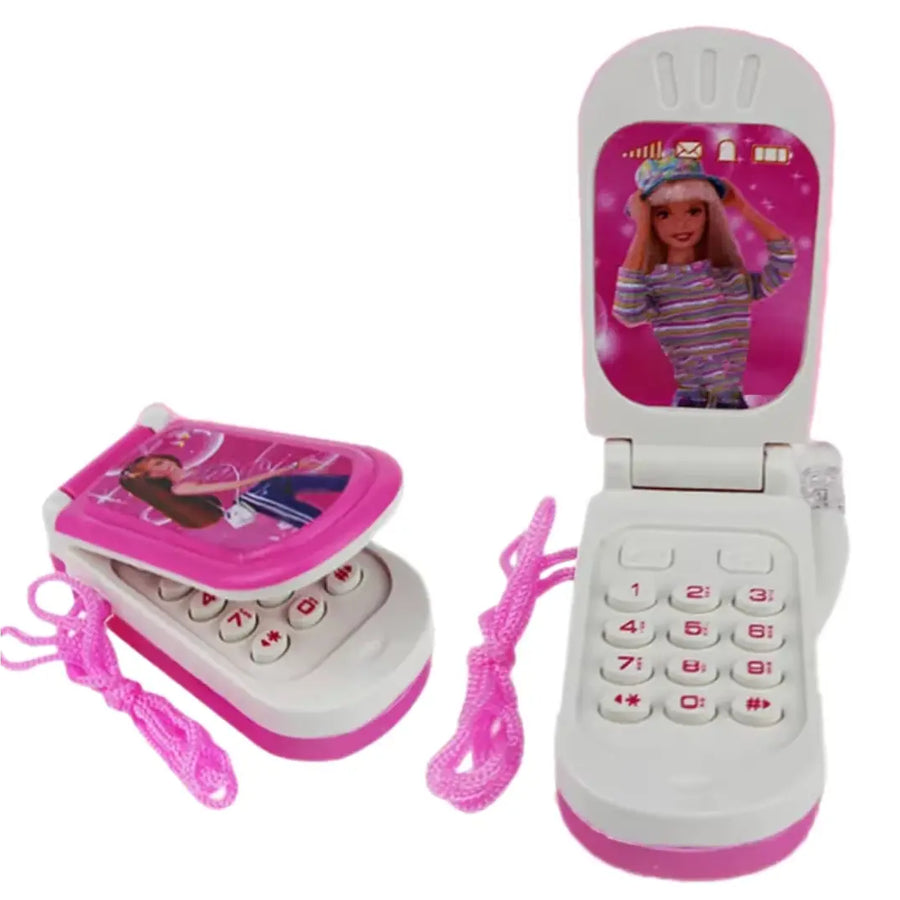 Telefone Celular de Brinquedo Tipo Barbie Rosa