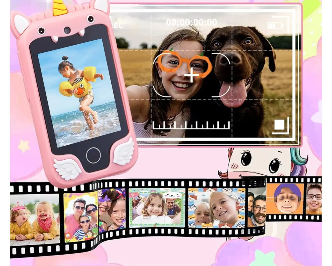 Celular de Brinquedo com Câmera Unicórnio Rosa
