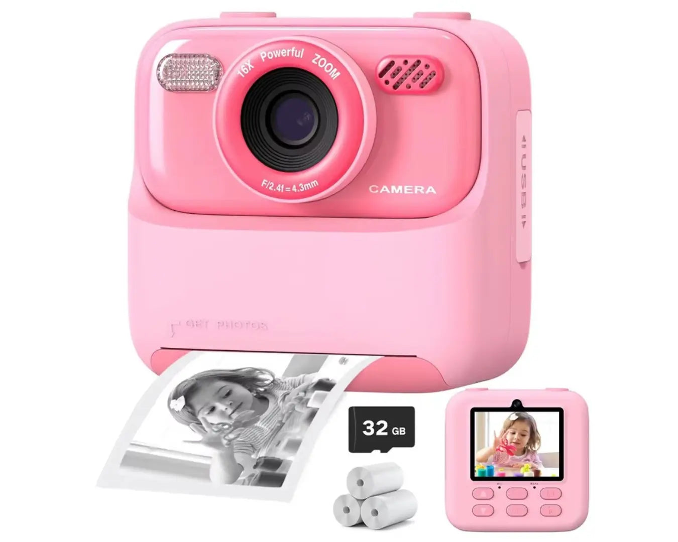 Celular de Brinquedo Câmera Instantânea Rosa