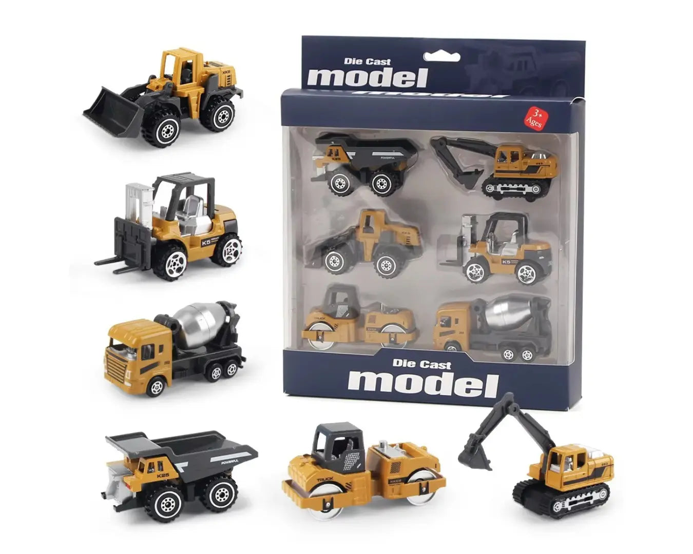 Kit Caminhão e Trator de Brinquedo Engenharia Amarelo