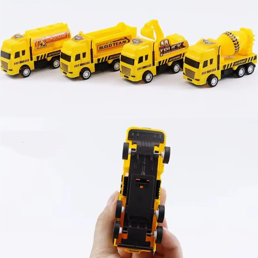 Kit Caminhão de Brinquedo Fricção Construção Amarelo