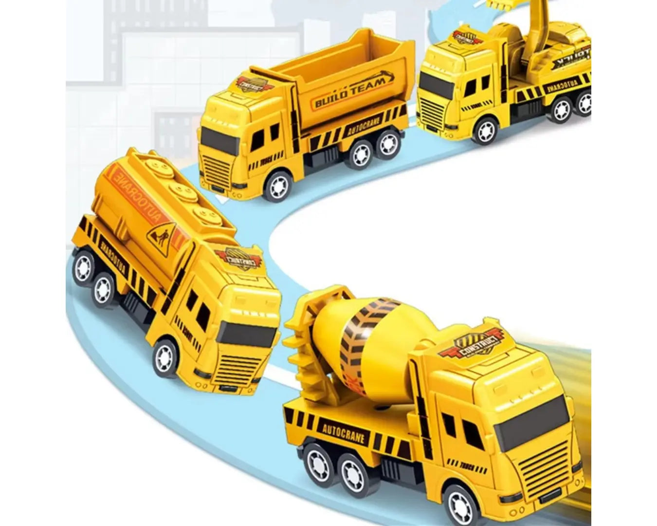 Kit Caminhão de Brinquedo Fricção Construção Amarelo