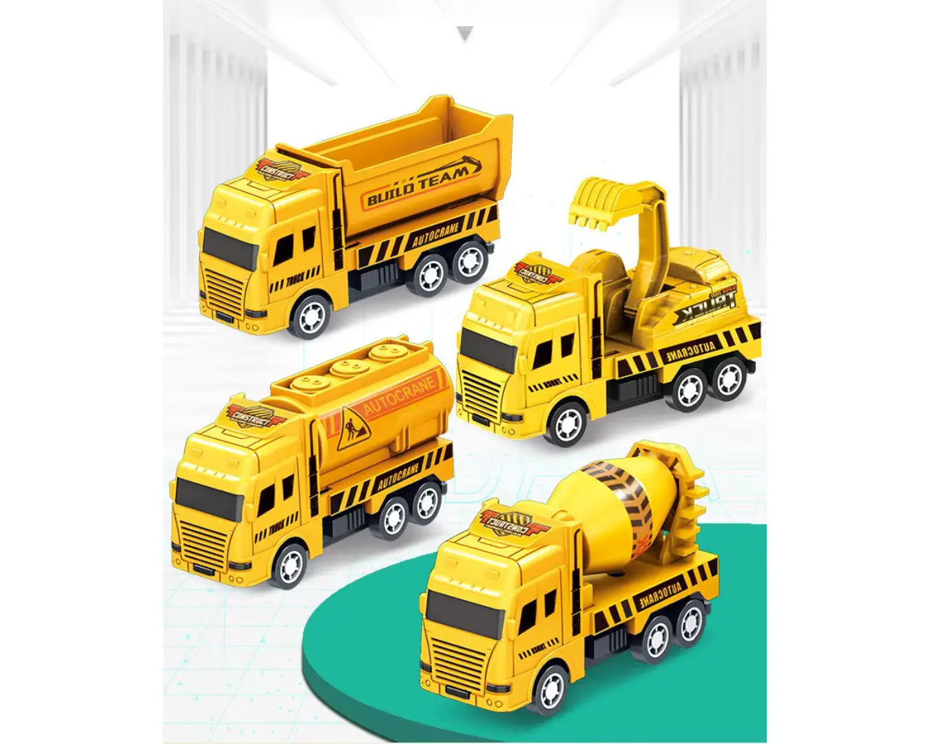 Kit Caminhão de Brinquedo Fricção Construção Amarelo