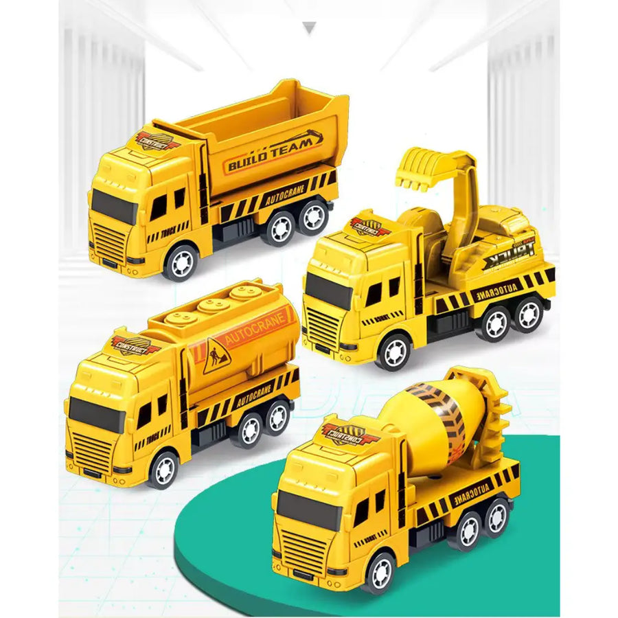 Kit Caminhão de Brinquedo Fricção Construção Amarelo