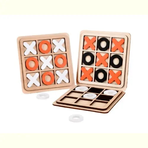 Brinquedo Educativo Montessori Jogo da Velha Madeira Laranja