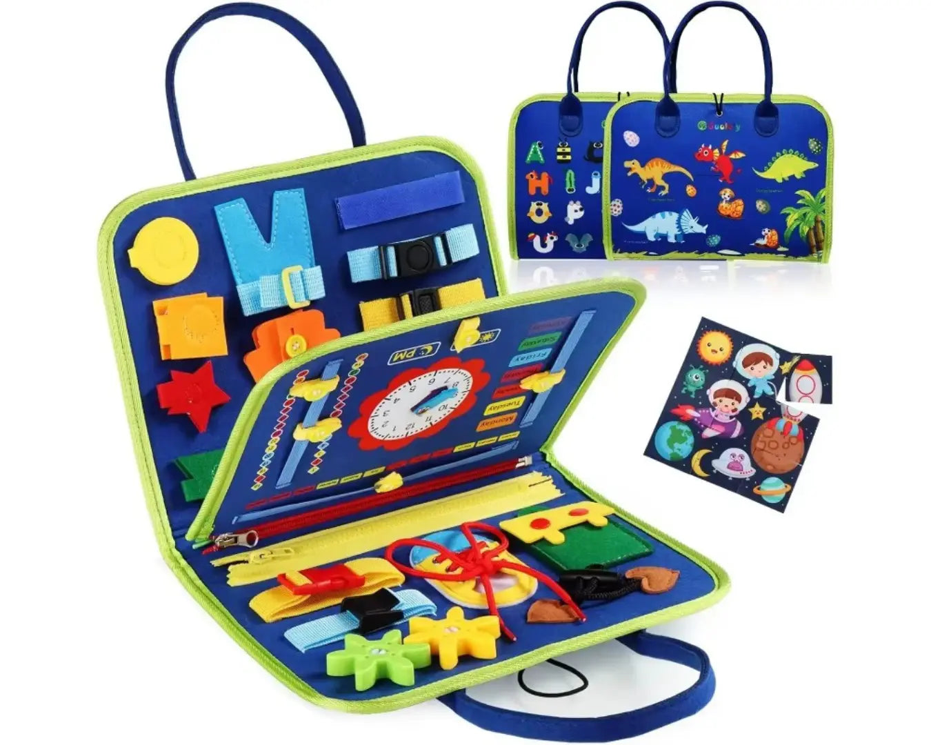 Brinquedo Educativo de Viagem Dinossauro Montessori Azul