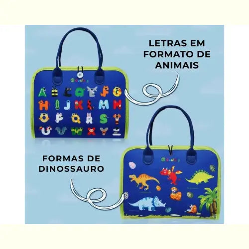 Brinquedo Educativo de Viagem Dinossauro Montessori Azul