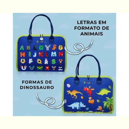 Brinquedo Educativo de Viagem Dinossauro Montessori Azul