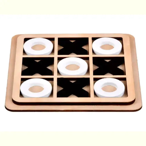 Brinquedo Educativo Montessori Jogo da Velha Madeira Branco