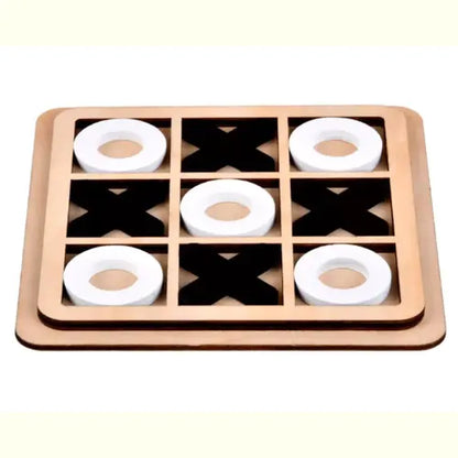 Brinquedo Educativo Montessori Jogo da Velha Madeira Branco