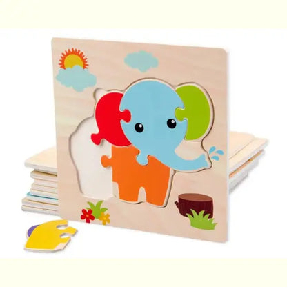 Brinquedo Educativo Quebra-Cabeça Madeira Elefante