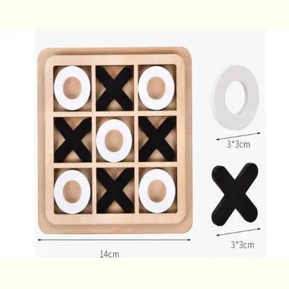 Brinquedo Educativo Montessori Jogo da Velha Madeira Branco