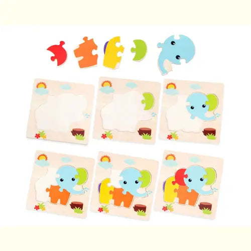 Brinquedo Educativo Quebra-Cabeça Madeira Elefante