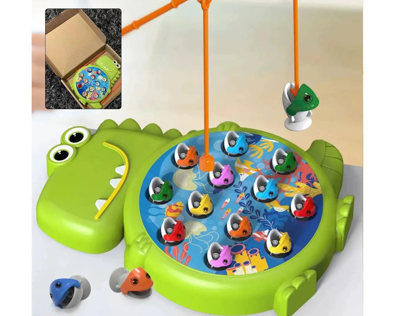 Dinossauro Brinquedo de Pesca Magnética Verde