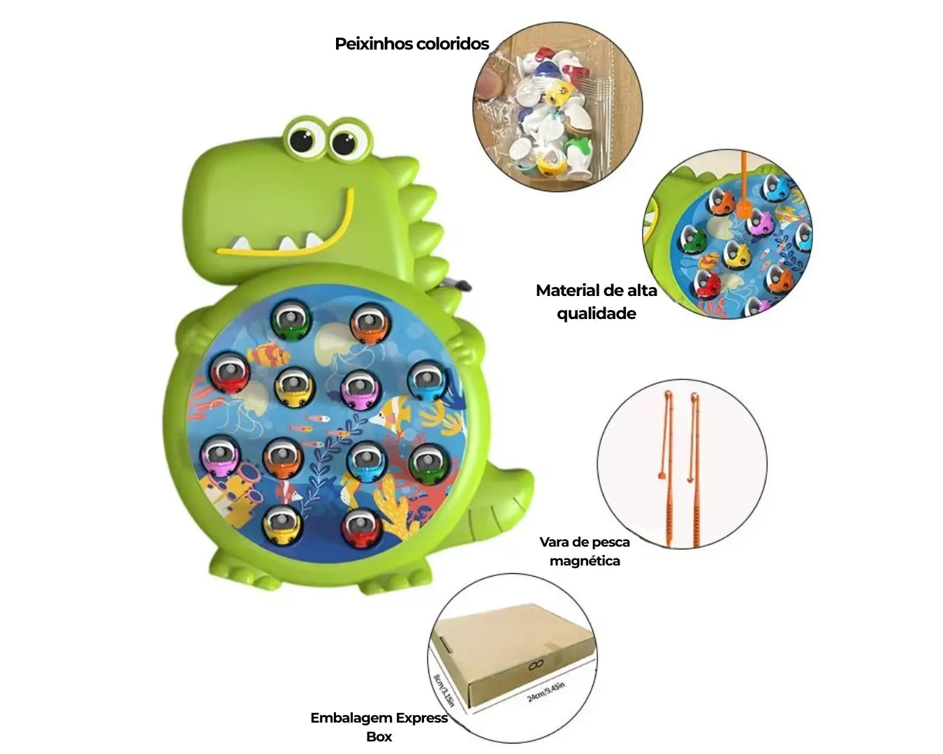 Dinossauro Brinquedo de Pesca Magnética Verde