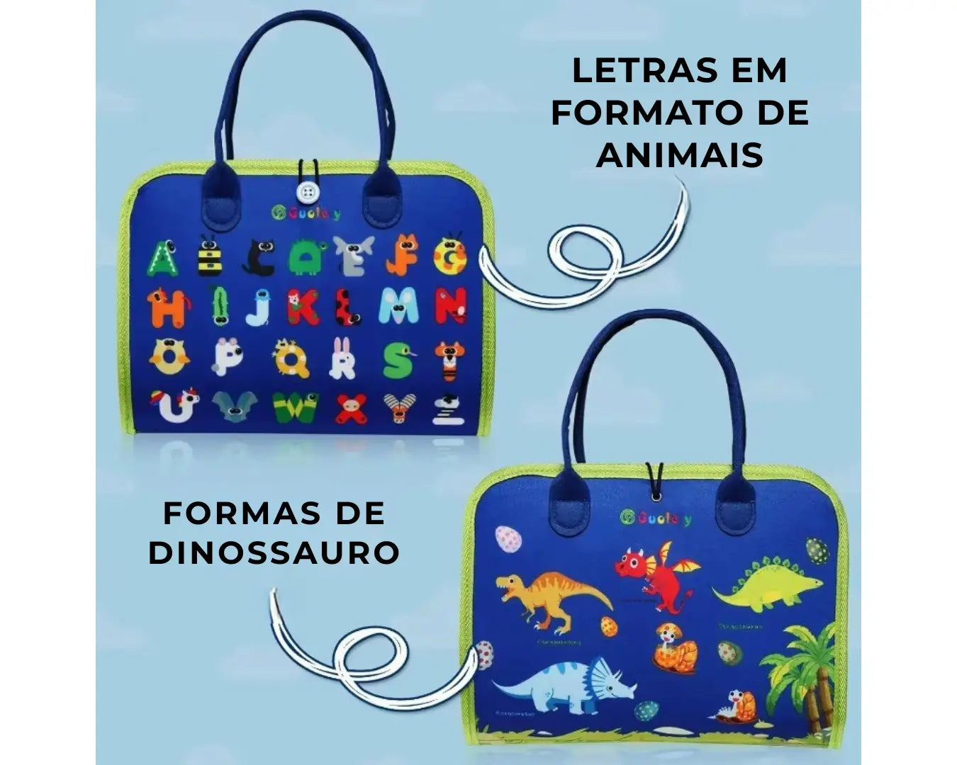 Brinquedo Educativo de Viagem Dinossauro Montessori Azul