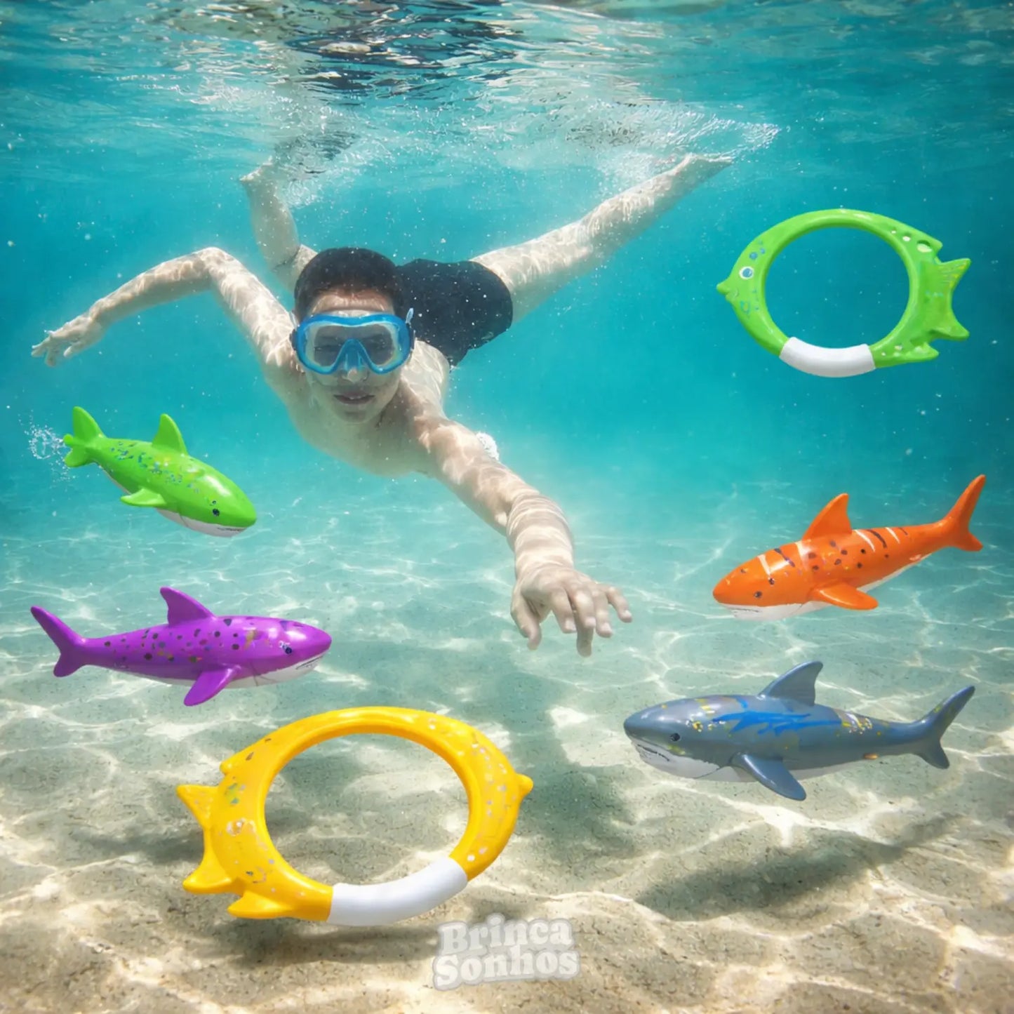 Brinquedo Infantil Educativo de Verão Banho de Piscina - Peixe (4 Peças)