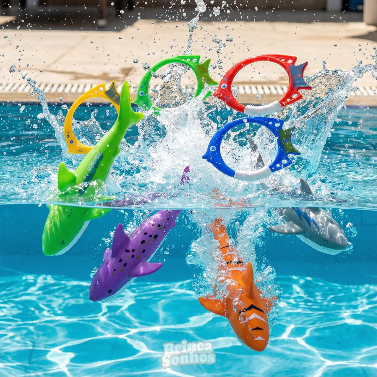 Brinquedo Infantil Educativo de Verão Banho de Piscina - Peixe (4 Peças)