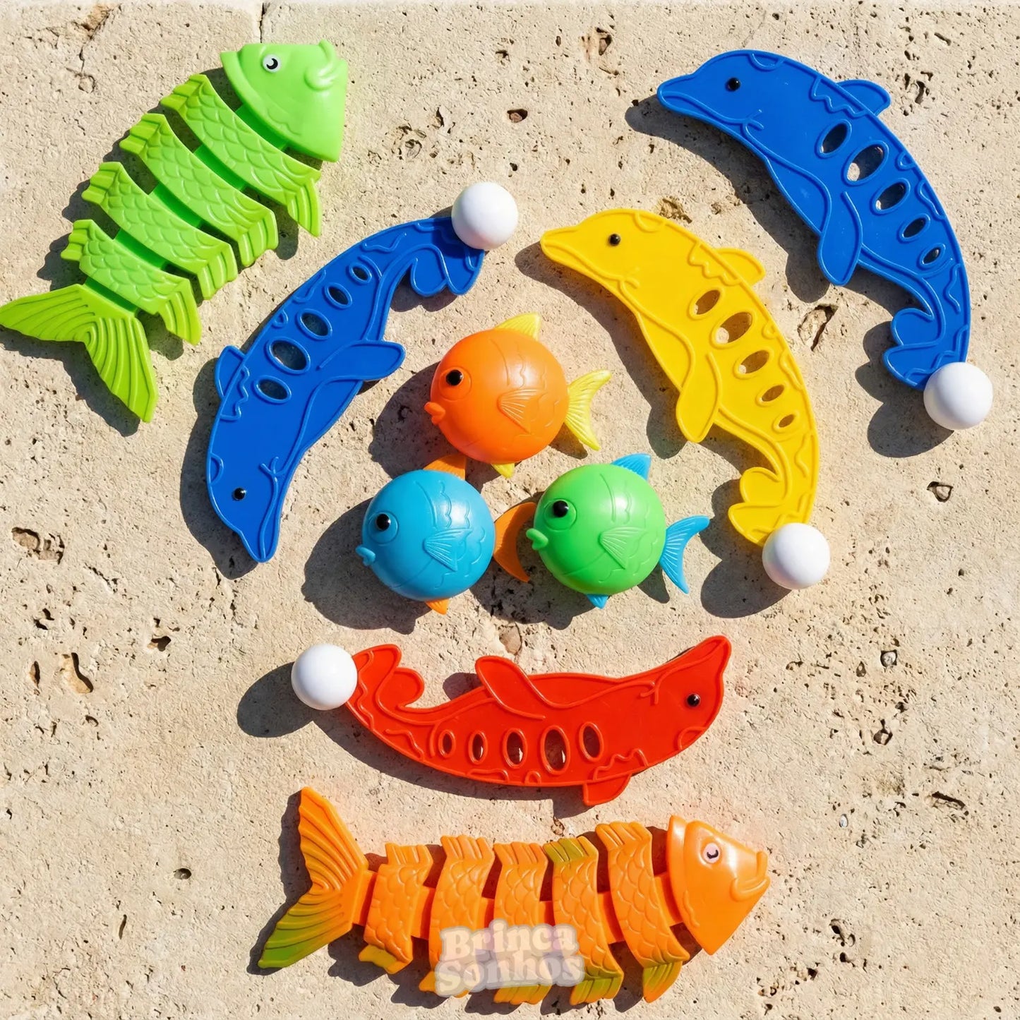 Brinquedo Infantil Educativo de Verão Banho de Piscina - Peixe (3 Peças)