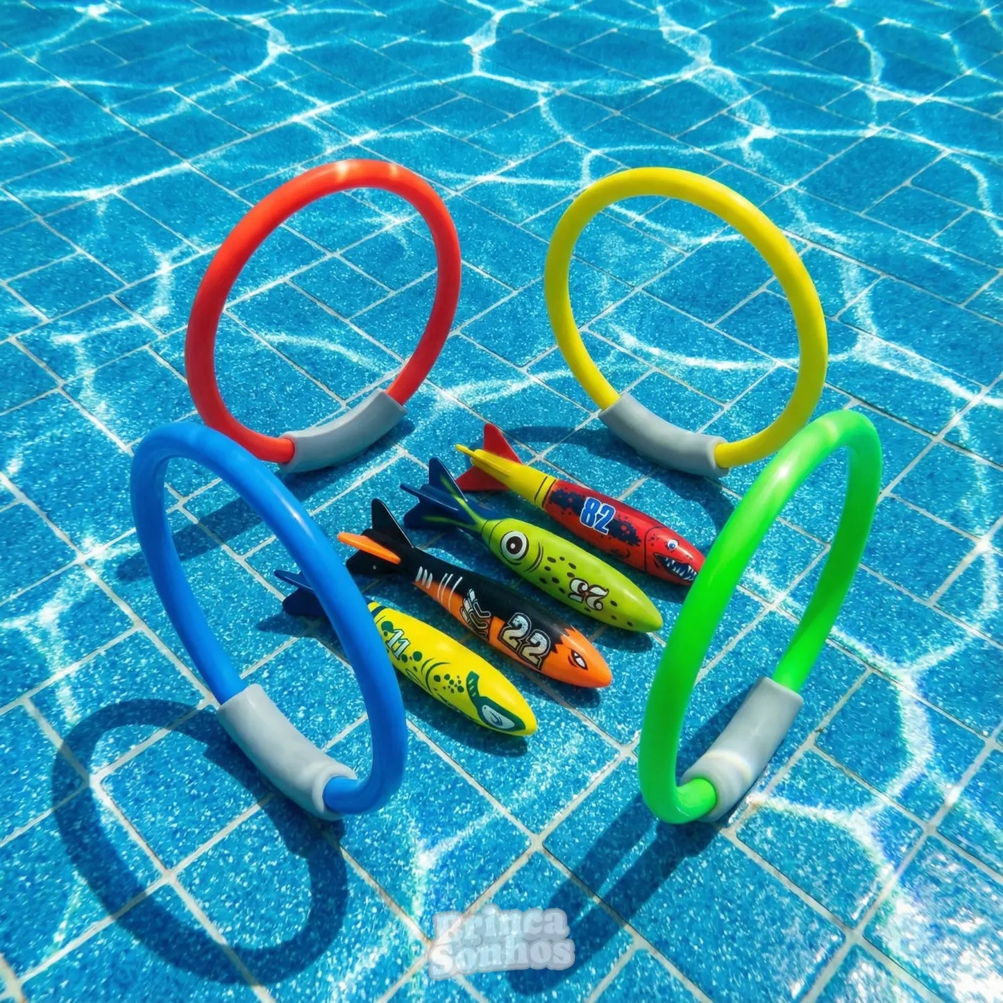 Brinquedo Infantil Educativo de Verão Banho de Piscina - 4 Peças