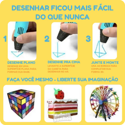 Caneta 3D Infantil para Desenho
