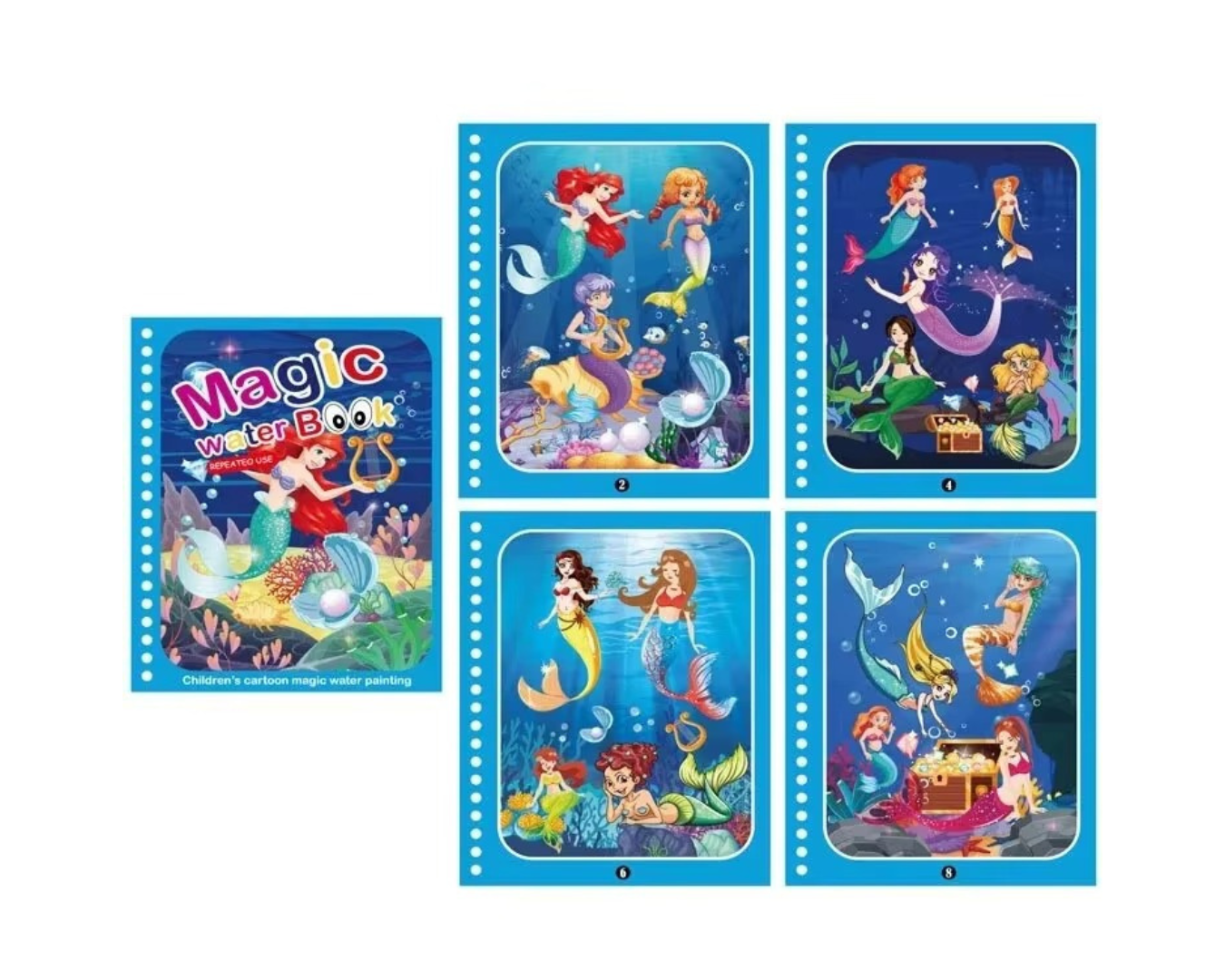 Brinquedo Livro Mágico Montessori Desenho de Água Sereia