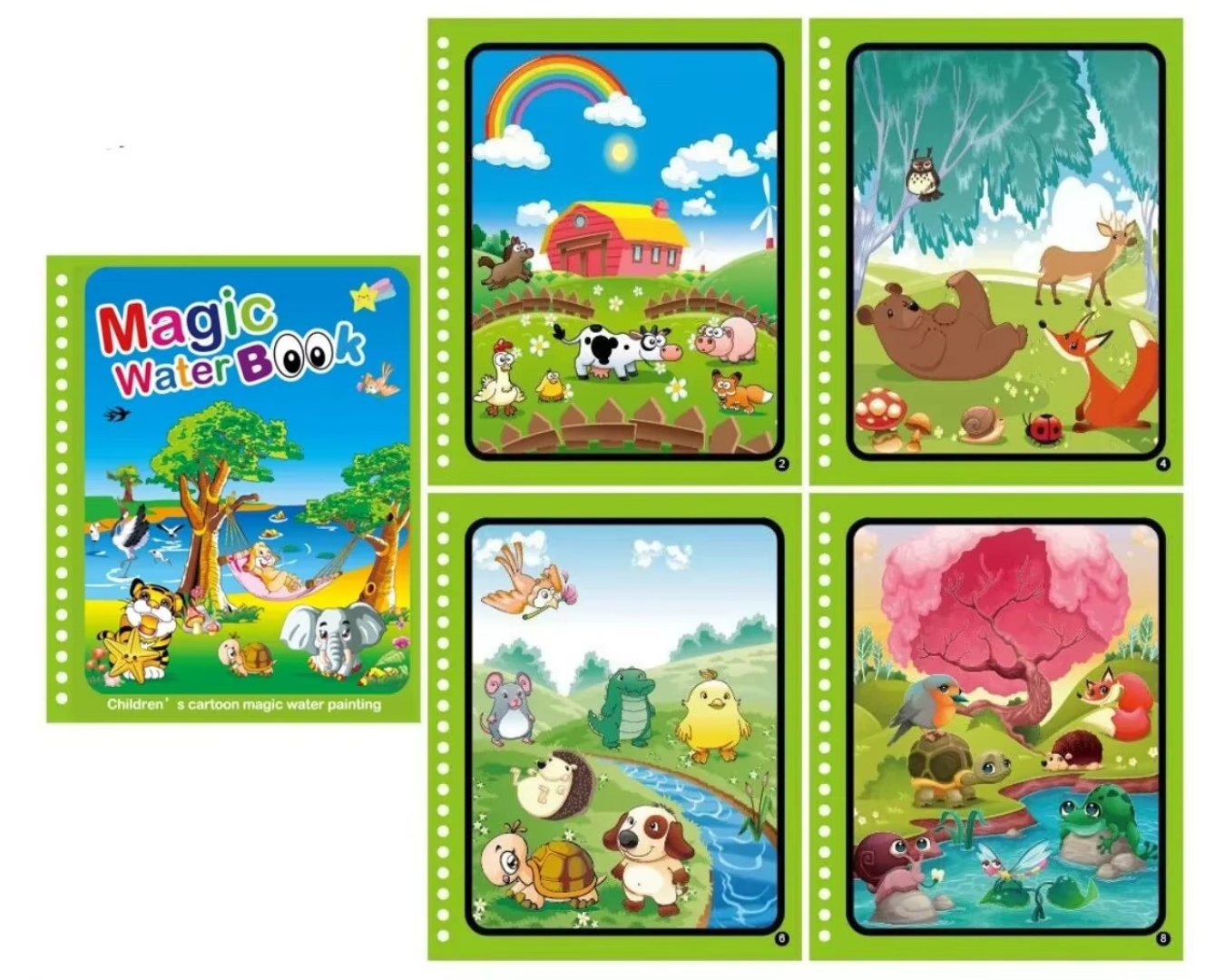 Brinquedo Livro Mágico Montessori Desenho de Água Fazenda