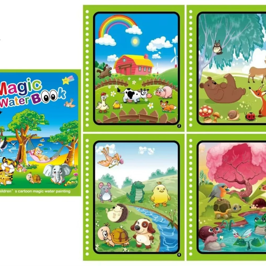 Brinquedo Livro Mágico Montessori Desenho de Água Fazenda