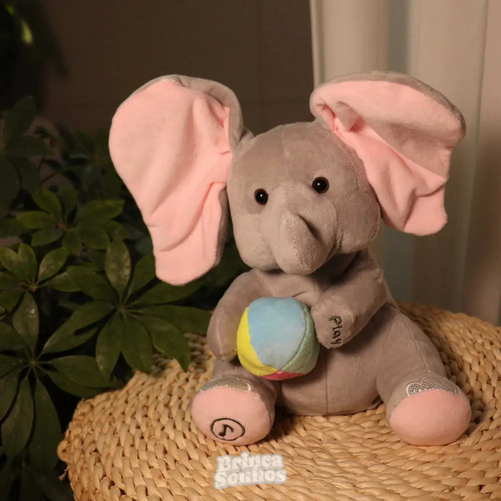 Elefante de Pelúcia Musical Esconde-Esconde Bebê