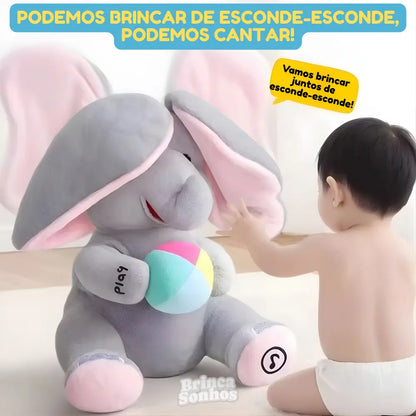 Elefante de Pelúcia Musical Esconde-Esconde Bebê