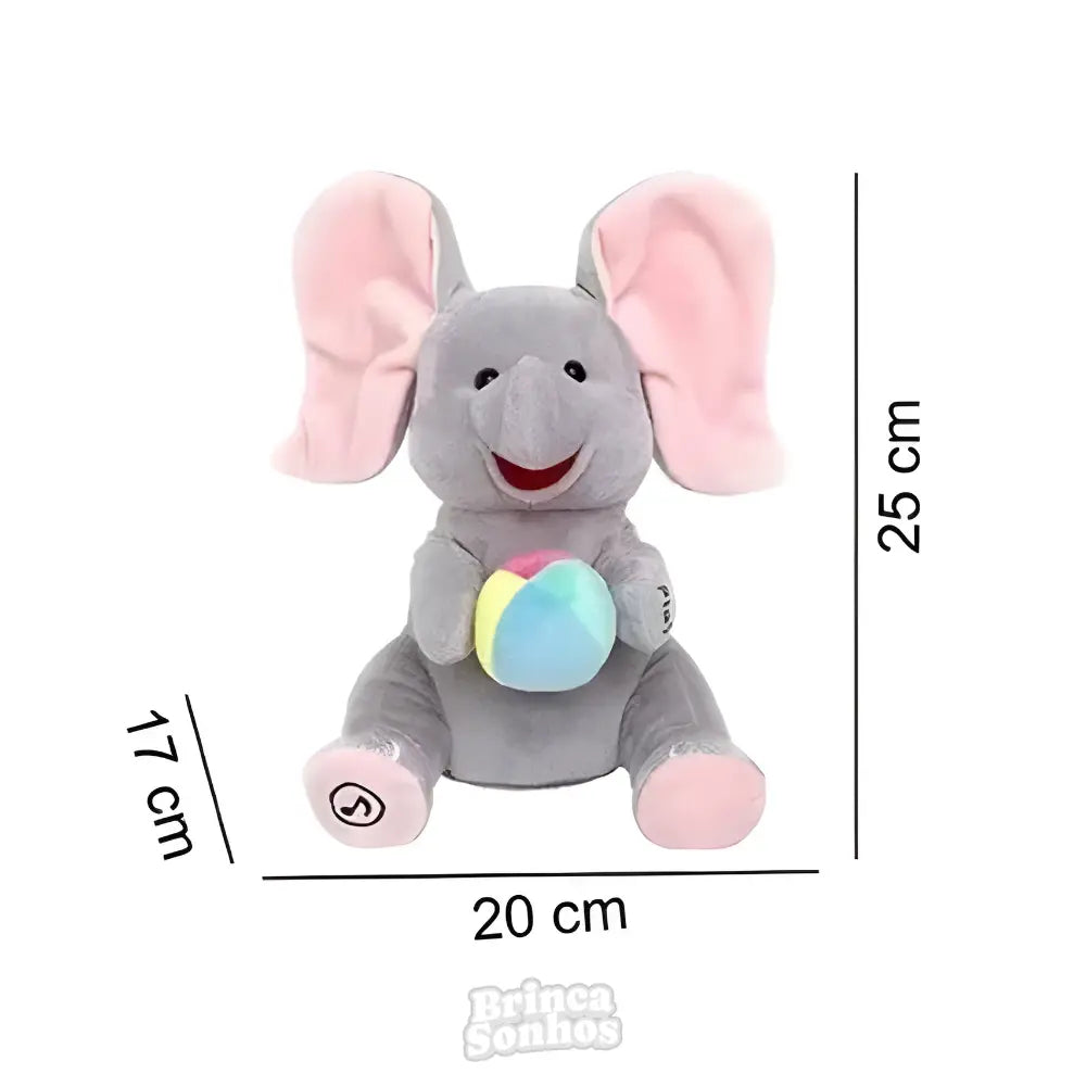 Elefante de Pelúcia Musical Esconde-Esconde Bebê